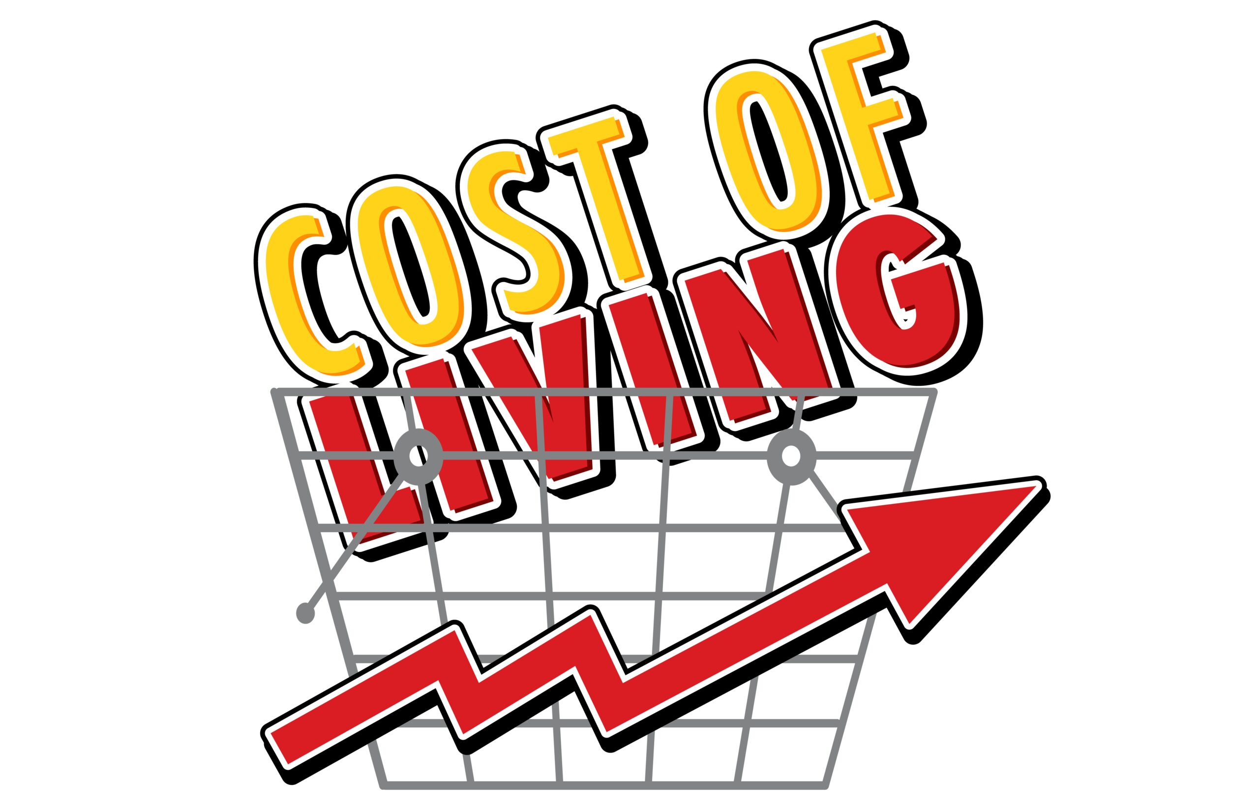 Cost of living with red arrow going up